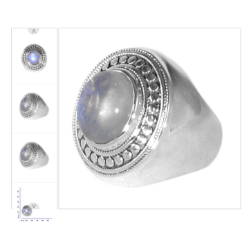 GEMSTONE NATUREL MOONSTONE RAINBOW AVEC ANNEAU DE DESIGNER ARGENT STERLING 925